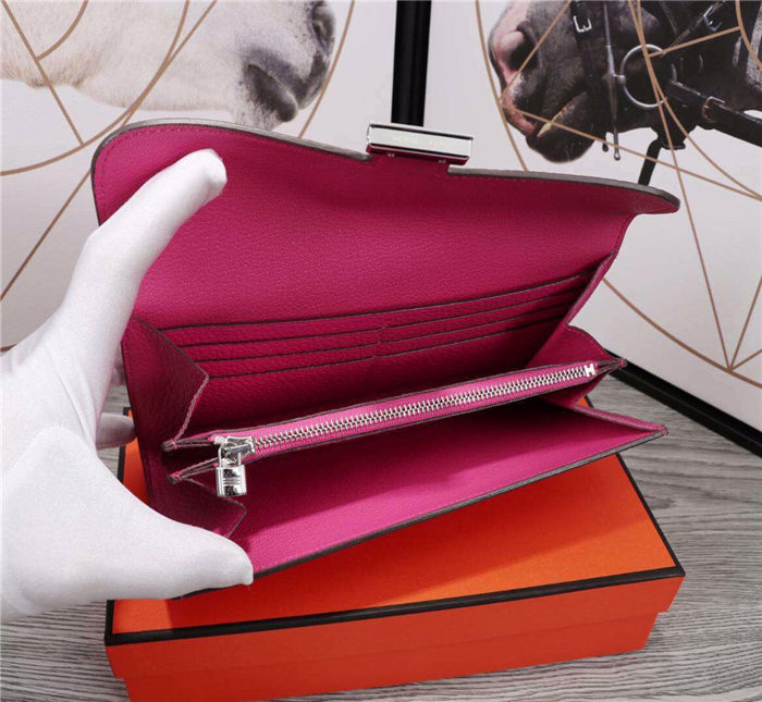 Hermes Constance Long Wallet Calfskin In Fuchsia High