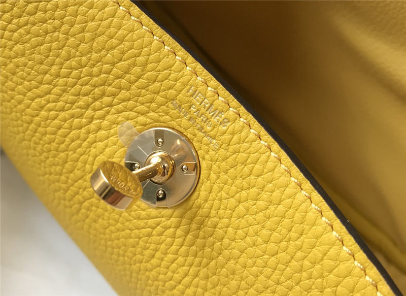 Hermes Lindy Mini Bag Calfskin Leather In Yellow High