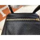 Hermes Lindy 26/30cm Bag Clemence Leather In Black Gold-Metal High