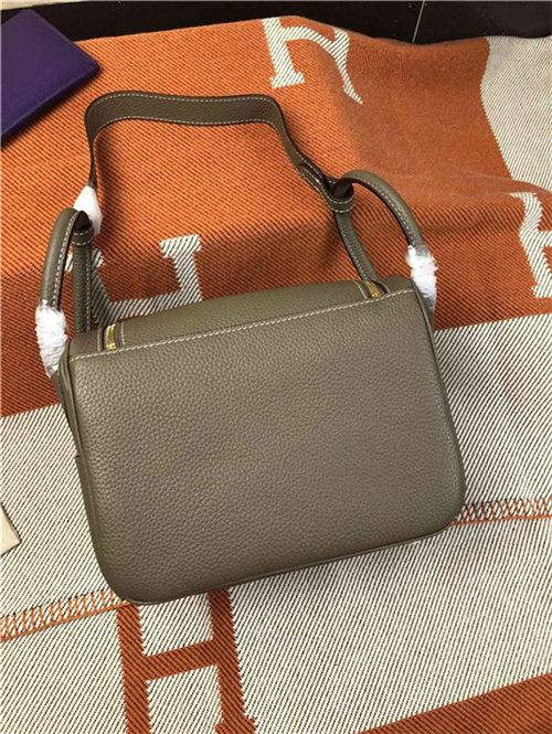 Hermes Lindy 26/30cm Bag Clemence Leather In Etoupe Gold-Metal High