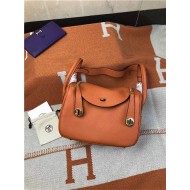 Hermes Lindy 26/30cm Bag Clemence Leather In Orange Gold-Metal High