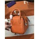 Hermes Lindy 26/30cm Bag Clemence Leather In Orange Gold-Metal High