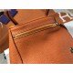 Hermes Lindy 26/30cm Bag Clemence Leather In Orange Gold-Metal High