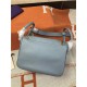 Hermes Lindy 26/30cm Bag Clemence Leather In Grey-Blue Gold-Metal High