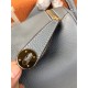 Hermes Lindy 26/30cm Bag Clemence Leather In Grey-Blue Gold-Metal High