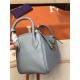 Hermes Lindy 26/30cm Bag Clemence Leather In Grey-Blue Gold-Metal High