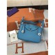 Hermes Lindy 26/30cm Bag Clemence Leather In Blue Gold-Metal High