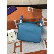 Hermes Lindy 26/30cm Bag Clemence Leather In Blue Gold-Metal High