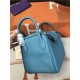 Hermes Lindy 26/30cm Bag Clemence Leather In Blue Gold-Metal High