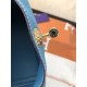 Hermes Lindy 26/30cm Bag Clemence Leather In Blue Gold-Metal High