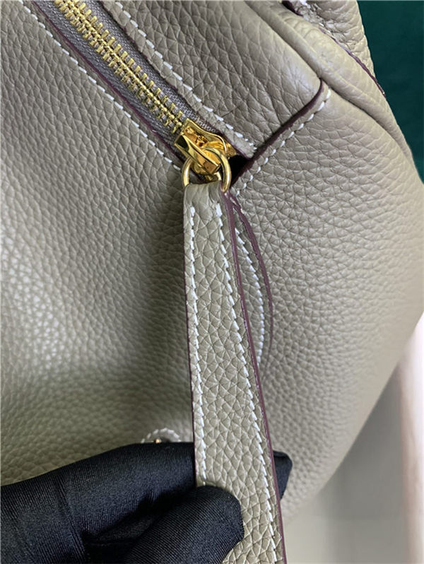 Hermes Lindy 26/30cm Bag Clemence Leather In Tourterelle Gold-Metal High