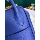 Hermes Lindy 26/30cm Bag Clemence Leather In Royal Blue Gold-Metal High