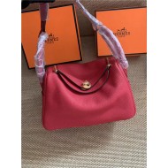 Hermes Lindy 26/30cm Bag Calfskin In Red Gold/Silver-Metal High