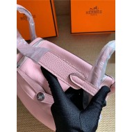 Hermes Lindy 26/30cm Bag Calfskin In Pink Gold/Silver-Metal High