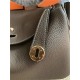 Hermes Lindy 26/30cm Bag Calfskin In Etoupe Gold/Silver-Metal High