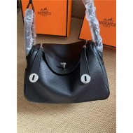 Hermes Lindy 26/30cm Bag Calfskin In Black Gold/Silver-Metal High