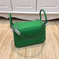 Hermes Lindy 26/30cm Bag Clemence Leather In Green Silver-Metal High