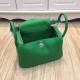 Hermes Lindy 26/30cm Bag Clemence Leather In Green Silver-Metal High