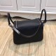 Hermes Lindy 26/30cm Bag Clemence Leather In Black Silver-Metal High