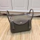 Hermes Lindy 26/30cm Bag Clemence Leather In Etoupe Silver-Metal High