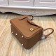 Hermes Lindy 26/30cm Bag Clemence Leather In Camel Silver-Metal High