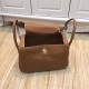 Hermes Lindy 26/30cm Bag Clemence Leather In Camel Silver-Metal High