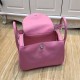 Hermes Lindy 26/30cm Bag Clemence Leather In Pink Silver-Metal High