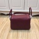 Hermes Lindy 26/30cm Bag Clemence Leather In Wine Silver-Metal High