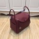 Hermes Lindy 26/30cm Bag Clemence Leather In Wine Silver-Metal High