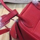 Hermes Lindy 26/30cm Bag Clemence Leather In Red Silver-Metal High