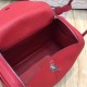 Hermes Lindy 26/30cm Bag Clemence Leather In Red Silver-Metal High