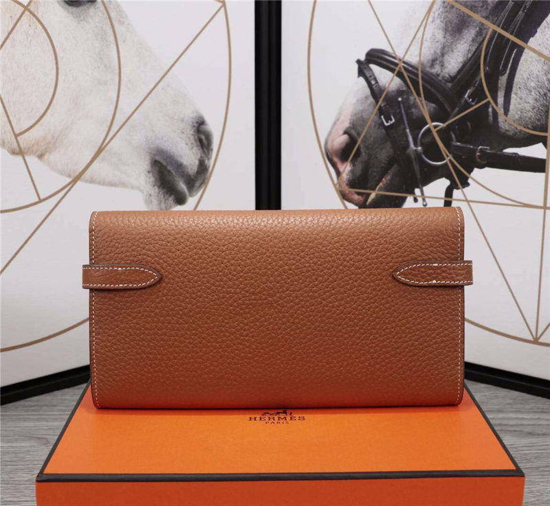 Hermes Kelly Classic Wallet Calfskin In Camel High