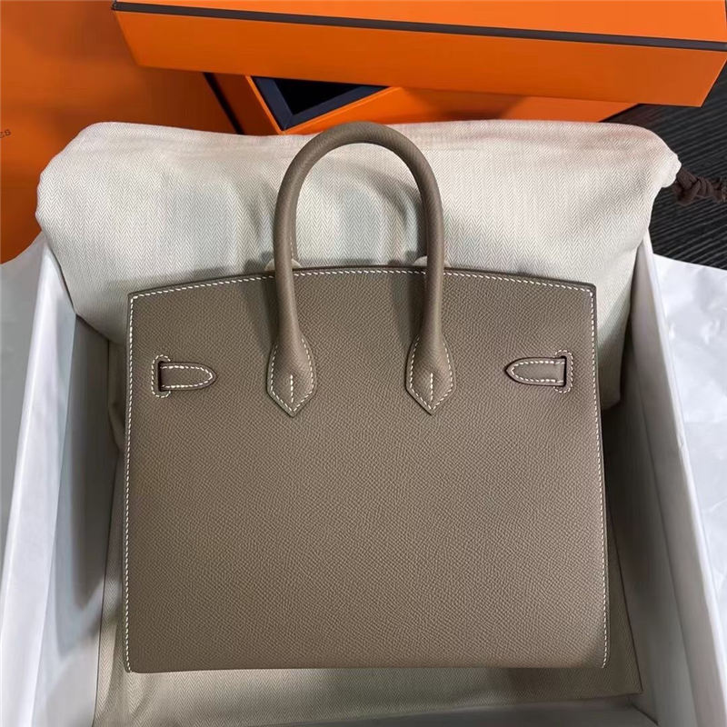 Hermes Birkin Sellier Bag 25/30cm Epsom Leather WAX Etoupe Gold-Metal High