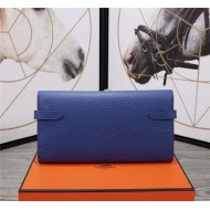 Hermes Kelly Classic Wallet Calfskin In Royal Blue High