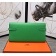 Hermes Kelly Classic Wallet Calfskin In Green High