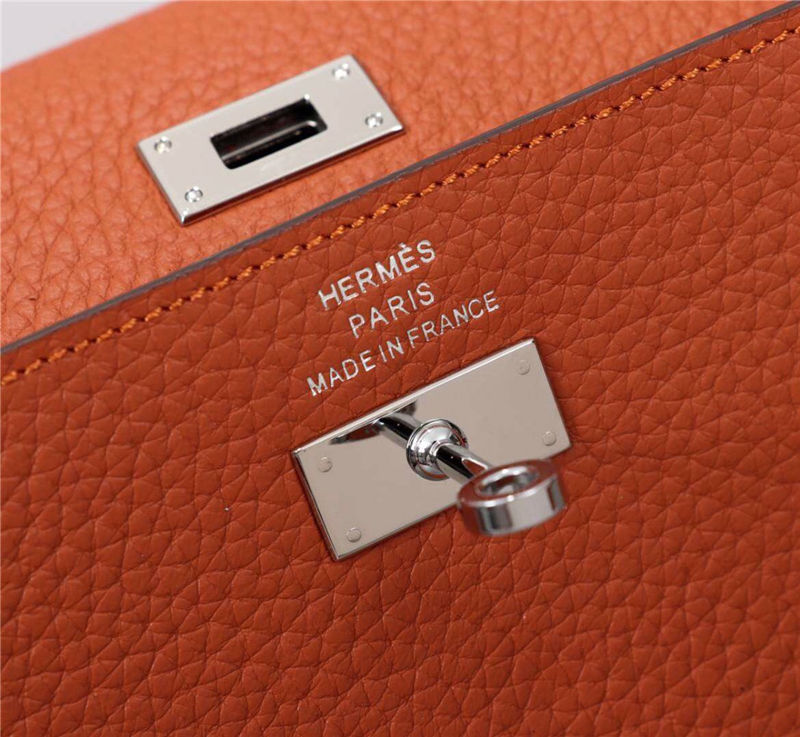 Hermes Kelly Classic Wallet Calfskin In Orange High