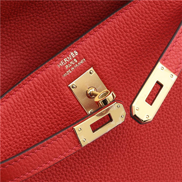 Hermes Kelly Ado PM Backpack Togo Leather WAX In Red Gold-Metal High