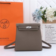 Hermes Kelly Ado PM Backpack Togo Leather WAX In Etoupe Silver-Metal High