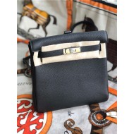 Hermes Kelly Ado PM Backpack Togo Leather WAX In Black Silver-Metal High