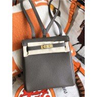 Hermes Kelly Ado PM Backpack Togo Leather WAX In Tin Grey Gold-Metal High