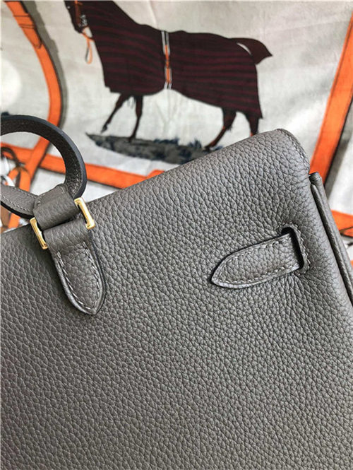 Hermes Kelly Ado PM Backpack Togo Leather WAX In Tin Grey Gold-Metal High