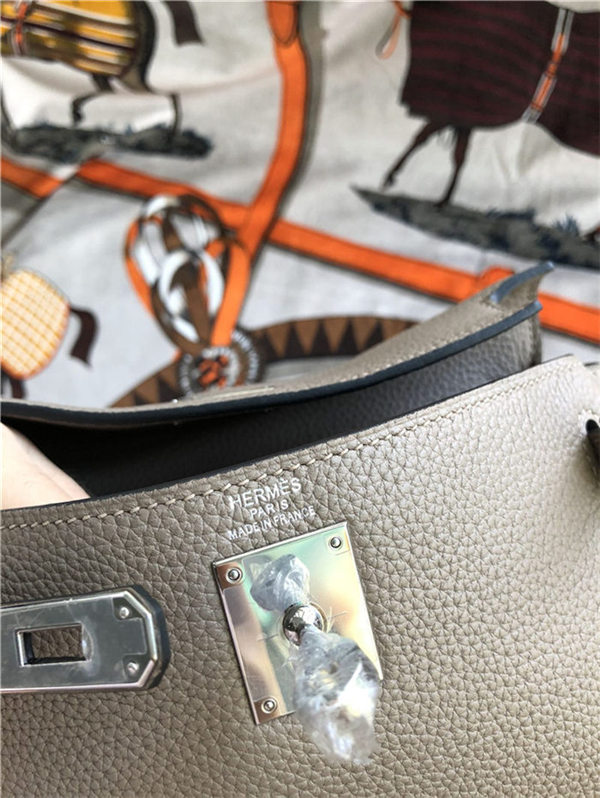 Hermes Kelly Ado PM Backpack Togo Leather WAX In Gris Asphalte Silver-Metal High