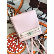 Hermes Kelly Ado PM Backpack Togo Leather WAX In Lt-Pink Silver-Metal High