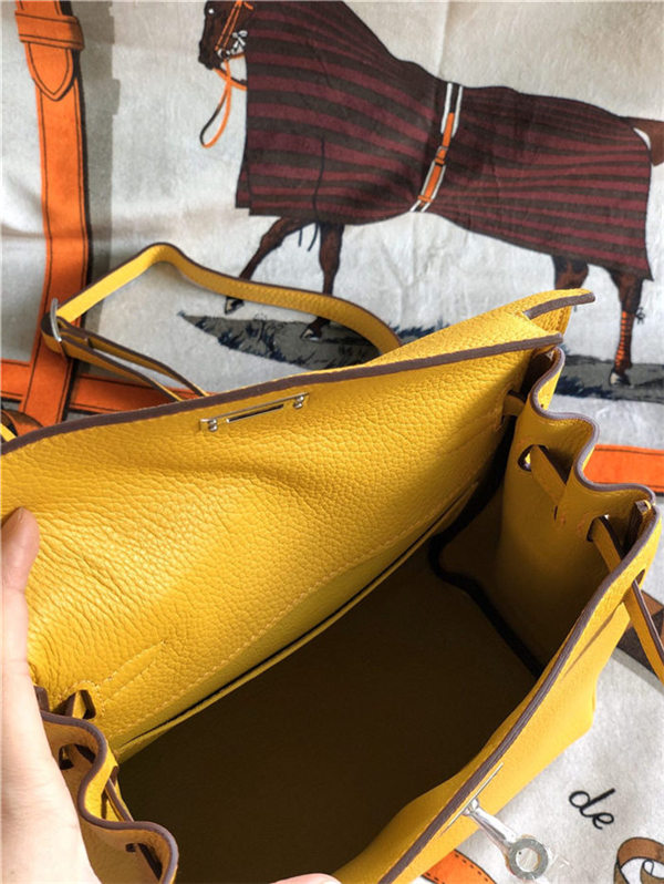 Hermes Kelly Ado PM Backpack Togo Leather WAX In Yellow Silver-Metal High