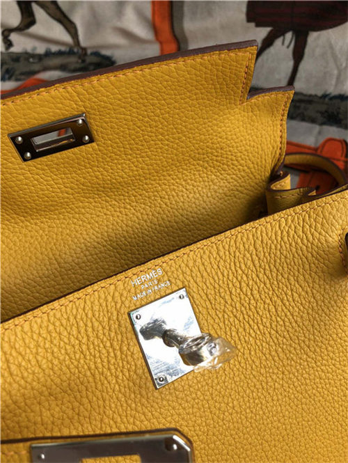 Hermes Kelly Ado PM Backpack Togo Leather WAX In Yellow Silver-Metal High