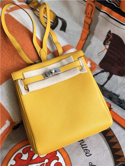 Hermes Kelly Ado PM Backpack Togo Leather WAX In Yellow Silver-Metal High