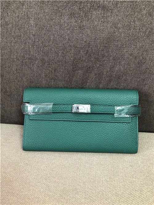 Hermes Kelly Classic Wallet Calfskin In Dk-Green High