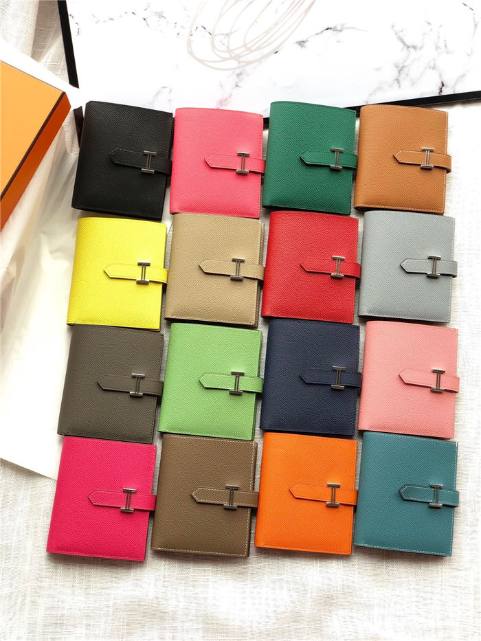 Hermes Bearn Compact Wallet Epsom Leather In ALL COLORS High