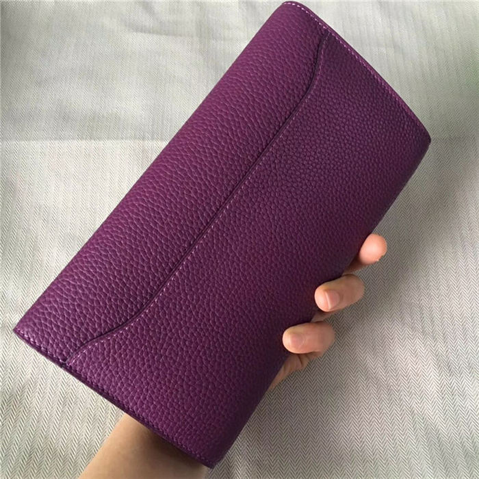 Hermes Constance Long Wallet Calfskin In Purple High