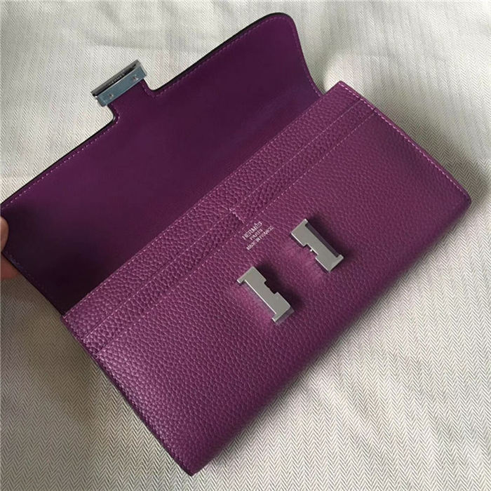 Hermes Constance Long Wallet Calfskin In Purple High